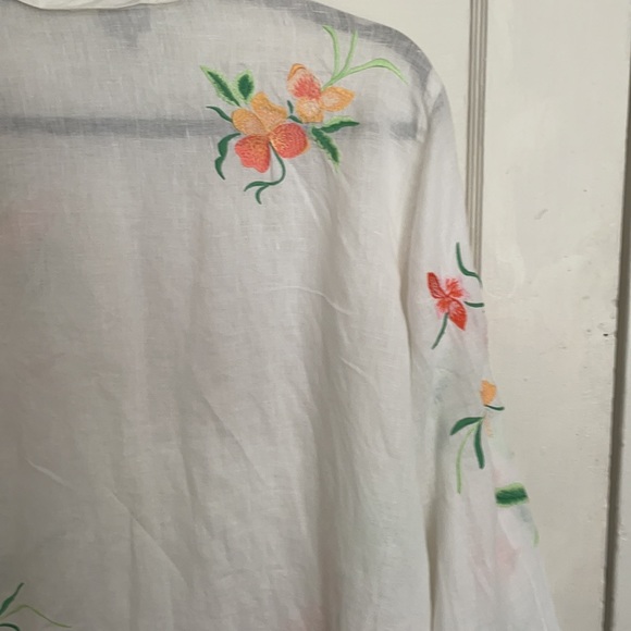 J.Jill ,linen , embroidered shirt , Size Large - Picture 4 of 6